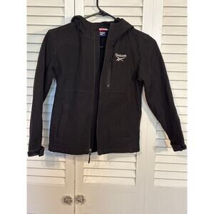 SIZE 7 REEBOK BLACK LIGHT HOODED JACKET Multiple Pockets